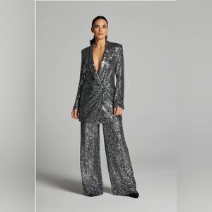 Silver Sequin Women's Blazer and Pants